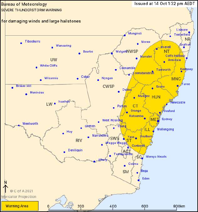 Severe thunderstorms for the Southern Tablelands