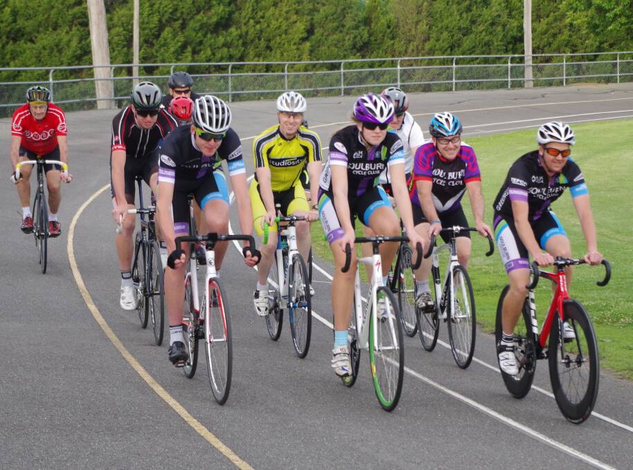 PREPARING: Goulburn Cycle Club members at one of their Friday track racing nights preparing for the January 4, 2018 Track Power Carnival and other big cycling events. Photo: Darryl Fernance