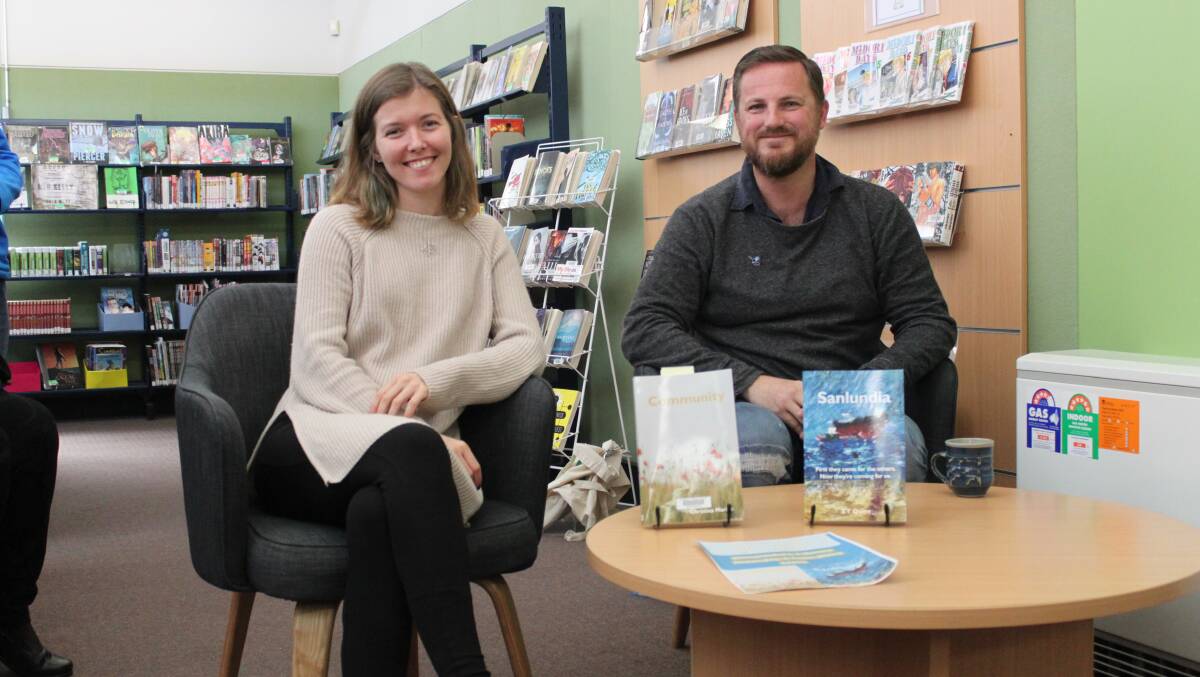The next chapter: Christina Marino and ZT (Zach) Quinn at their joint book launch at the Bungendore library last week. Photo: Robin Tennant-Wood