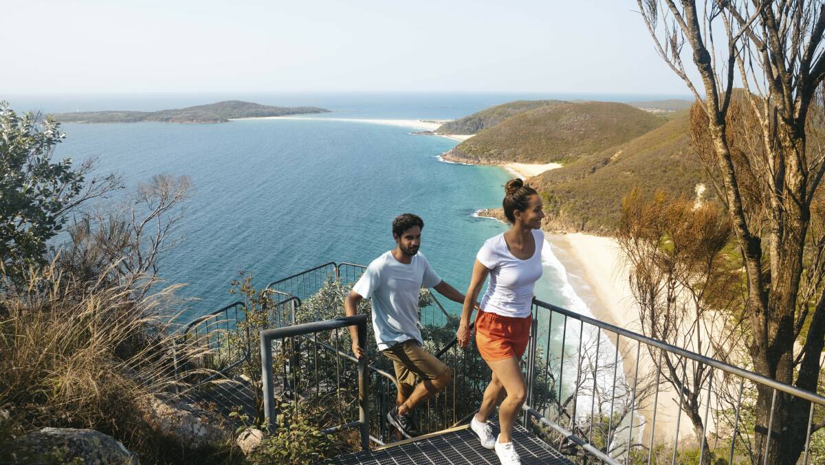 It's views galore from the Tomaree Summit walk. Picture: Destination NSW