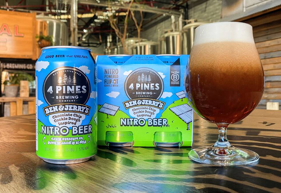 The sweet and creamy, lactose-infused golden brown nitro beer from 4 Pines is a hard pour style. Picture: Supplied