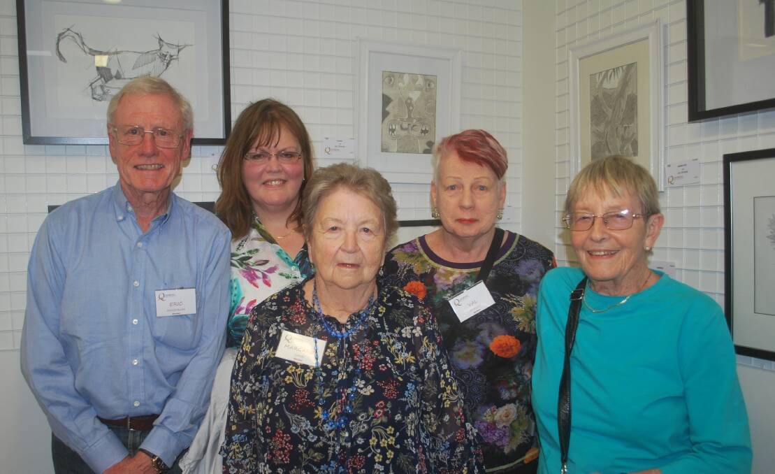 First prize winners (L-R) Eric Brookbanks (Drawing), Trish Dillon (Small paintings), Margaret Carr (Animal portraits), Val Johnson (Portraits) and Diane Alder (Miniatures).