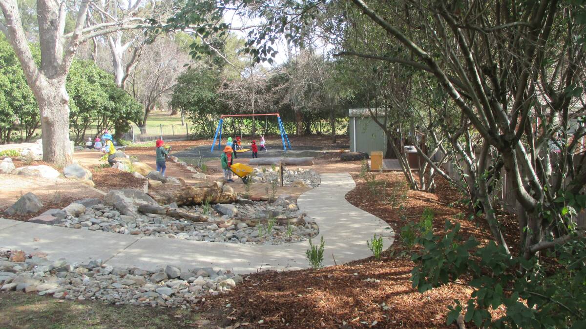 New playground: The playground has been five years of fundraising in the making, with a large emphasis on natural play and the environment. Photo: Supplied