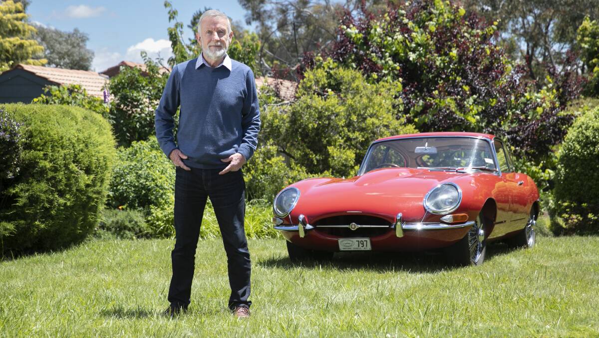 Declan O'Keeffe and the E-Type Jaguar. Picture: Keegan Carroll
