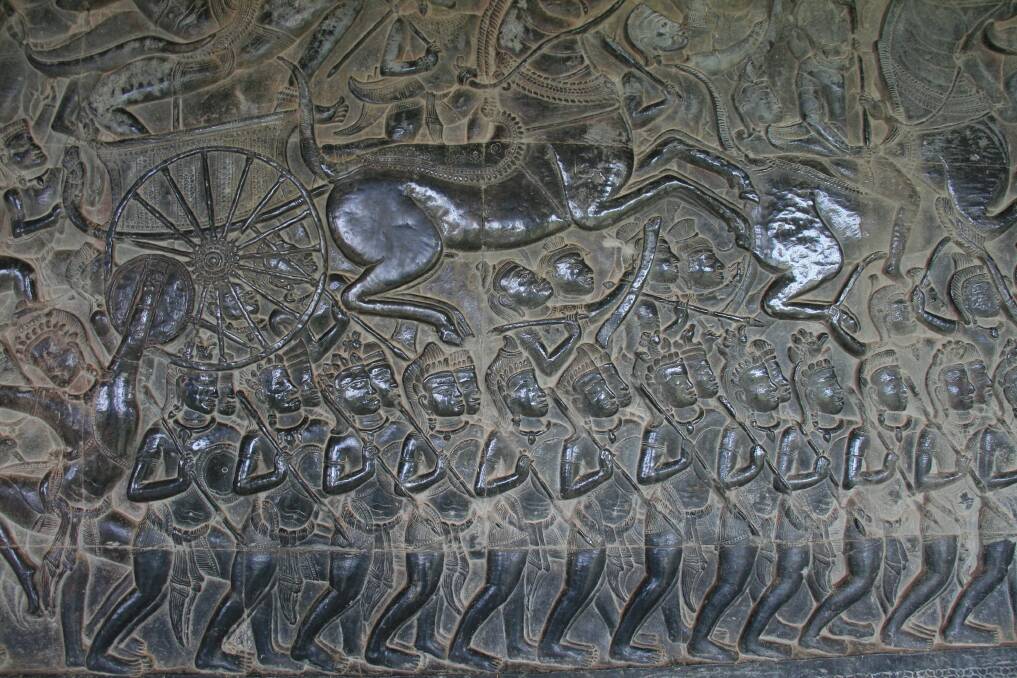 The Hindu-inspired bas-relief at Angkor Wat seems to go on forever.