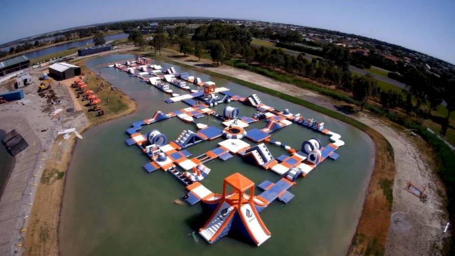 An example of the type of inflatable adventure park, which is planned for Lake Burley Griffin this summer. Picture: National Capital Authority