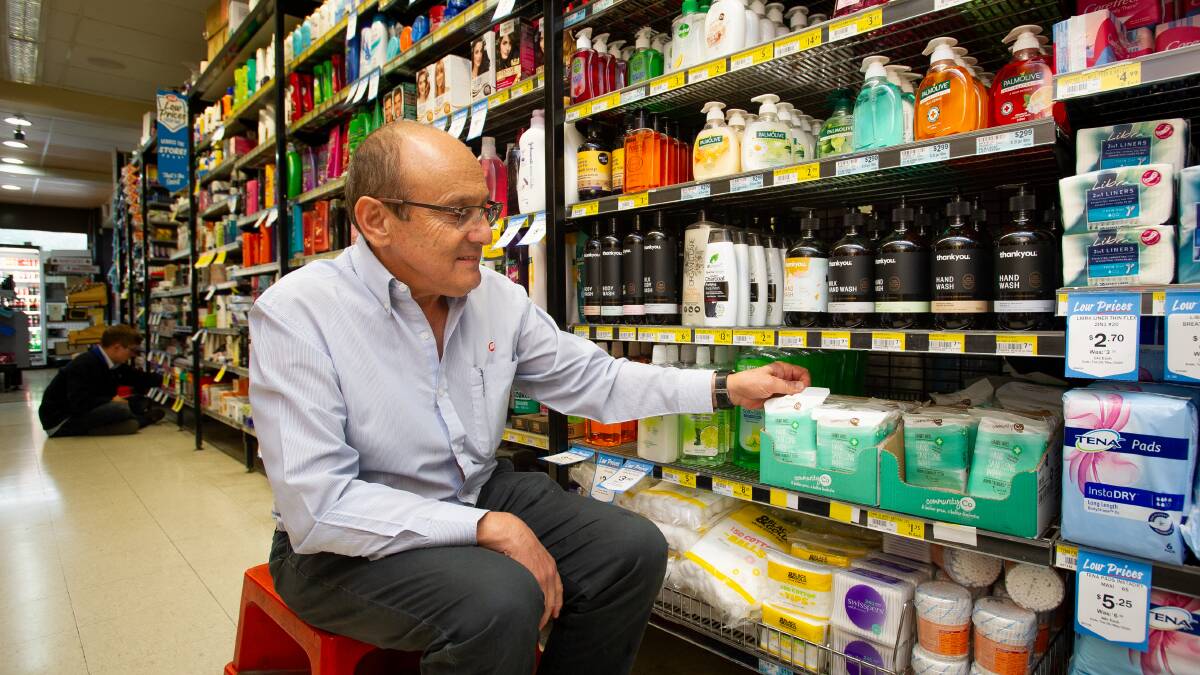 Ainslie IGA owner, Manuel Xyrakis, discusses the panic buying tendencies of his customers. Picture: Elesa Kurtz 