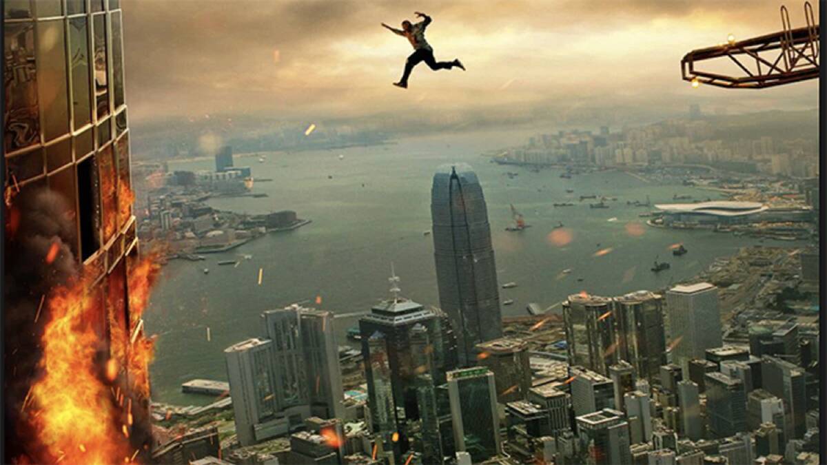 SKY HIGH: Dwayne Johnson makes leaping between tall buildings in a single bound look easy, although not exactly believable.