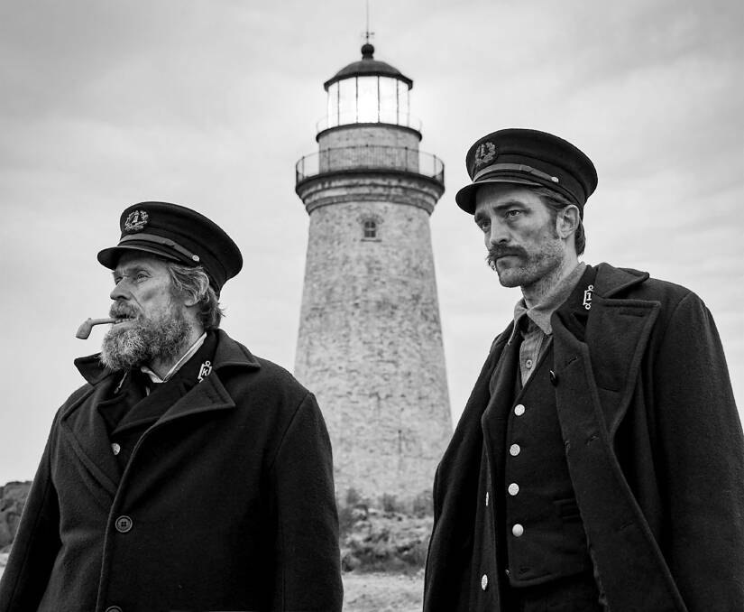 SALTY: Thomas "Tommy" Wake (Willem Dafoe) and Thomas Howard (Robert Pattinson) keep things weird in The Lighthouse.