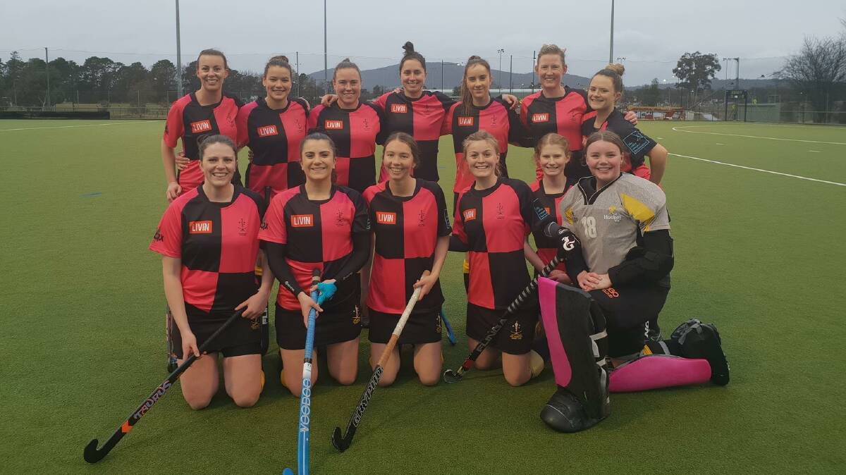 Strong second: The women's OCHC side on Saturday afternoon, ahead of their match against Goulburn. Photo: Old Canberrans' Hockey Club. 