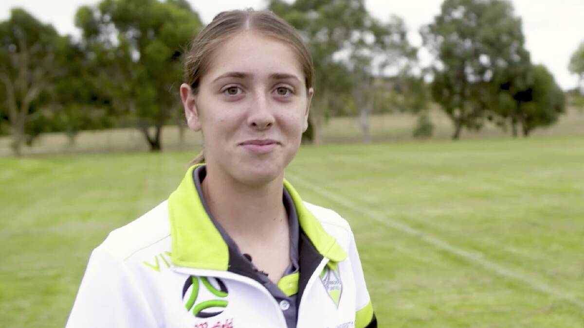 Home at last: Karly Roestbakken paid a visit to Monaro FC recently. Photo: Supplied.