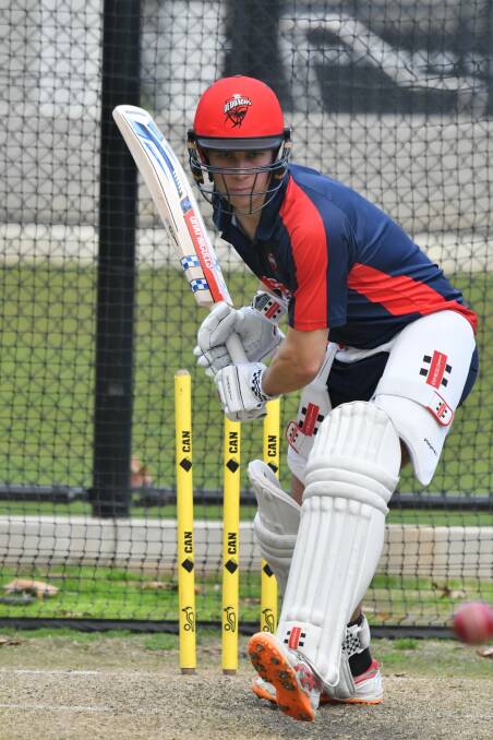 On the ball: Henry Hunt training with South Australia during the 2019/20 season. Photo: SACA Media.
