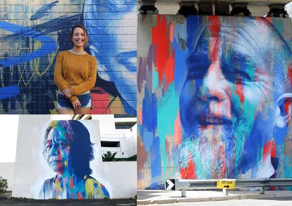 Claire Foxton, an artist-designer from Jamberoo (pictured top left) has been chosen to create a transformative mural on a wall of the Bicentennial Hall. Photos supplied