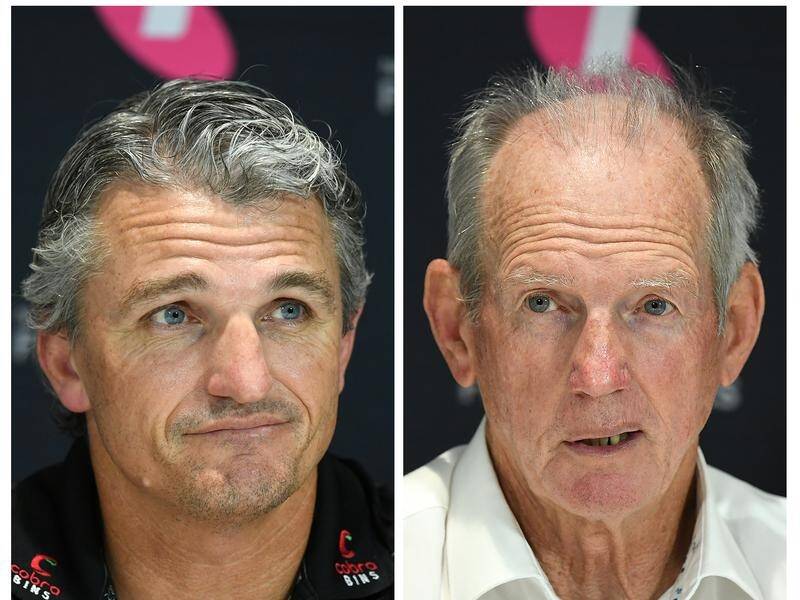 Penrith coach Ivan Cleary (l) won't engage Souths opposite Wayne Bennett (r) before the grand final.