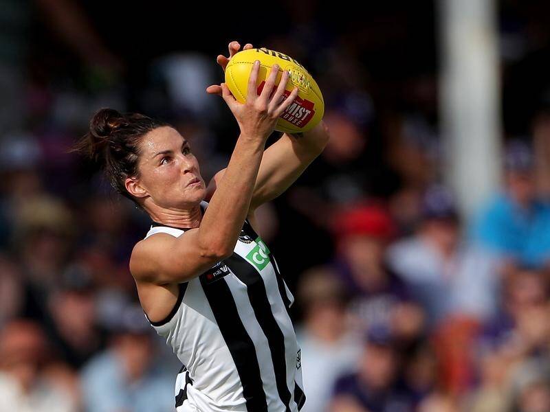 Sharni Layton was outstanding for the Magpies despite the defeat to Fremantle Dockers