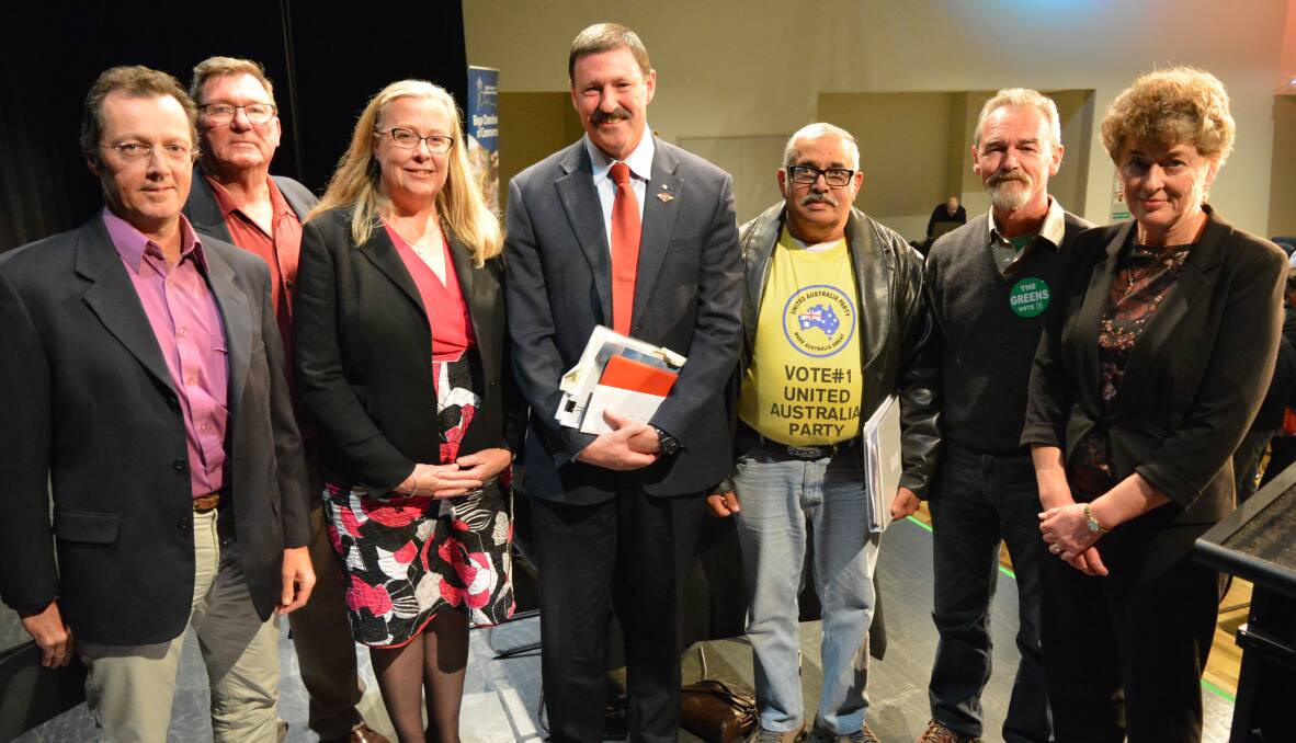 Meet the candidates: James Holgate (independent), David Sheldon (independent), Sophie Wade (Nationals), Dr Mike Kelly (Labor), Chandra Singh (United Australia Party), Pat McGinlay (Greens) and Dr Fiona Kotvojs (Liberals).