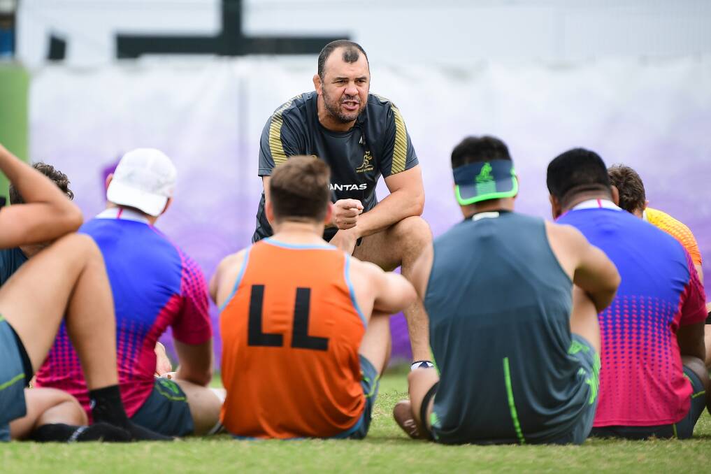 Wallabies coach Michael Cheika has a few tough decisions to make ahead of the quarterfinal with England, including deciding who dons the number 10 jersey. Photo: RugbyAU Media/Stuart Walmsley. 