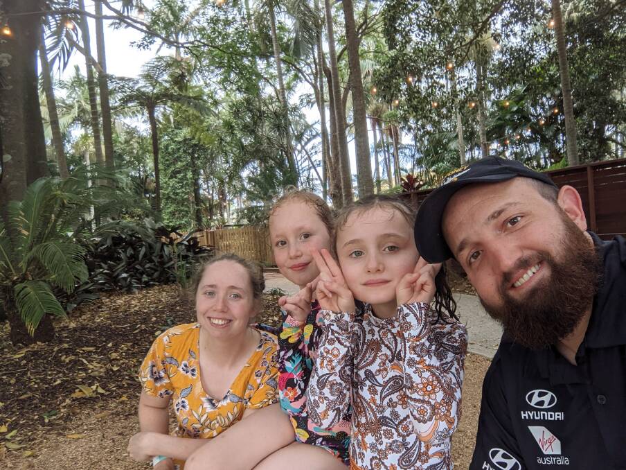 Rebbecca Hinton with her husband Ben and children. Photo: Supplied
