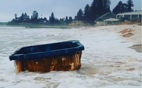 SPA ANYONE: An outdoor jacuzzi has washed up on Collaroy Beach following the wild weather and floods in NSW. Picture: @justaddwater101 via Instagram