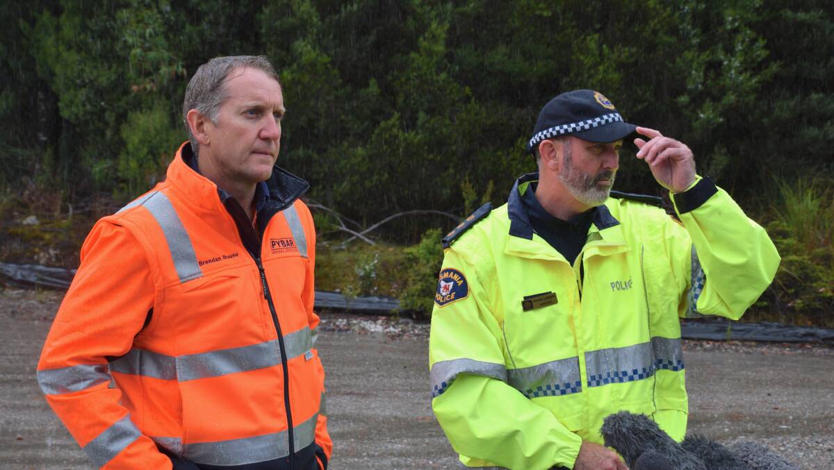 RESCUE UPDATE: PYBAR chief executive Brendan Rouse and Inspector Shane LeFevre provided an update on the rescue operation on Friday morning. Picture: Lachlan Bennett